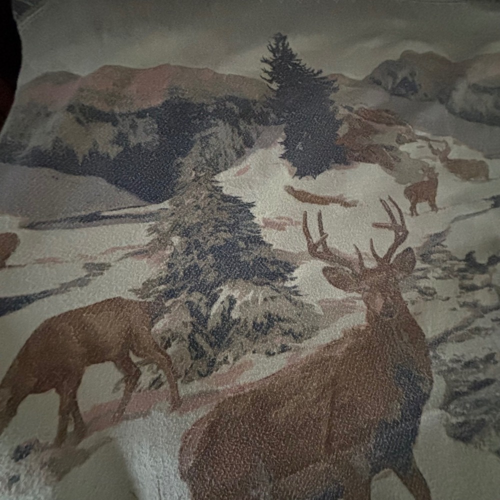 VTG USA Cabin Fleece Blanket Deer Buck Scenic Thin Fuzzy Camp Throw Rustic Full - Picture 7 of 10